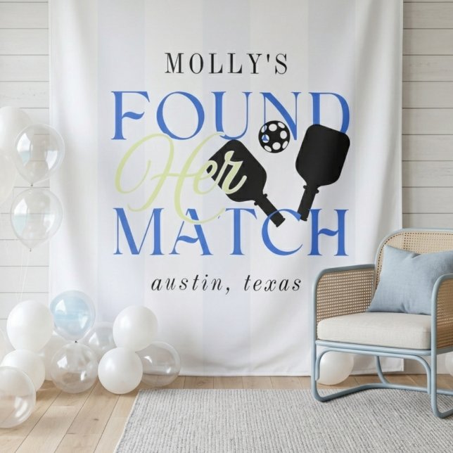 Found Her Match Pickleball Sporty Bachelorette Tapestry (Found Her Match Pickleball Sporty Bachelorette Tapestry)