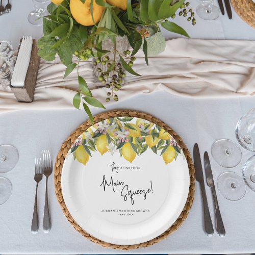 Found Main Squeeze Watercolor Floral Lemon Shower Paper Plates