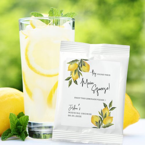 Found Main Squeeze Watercolor Lemon Wedding Shower Lemonade Drink Mix