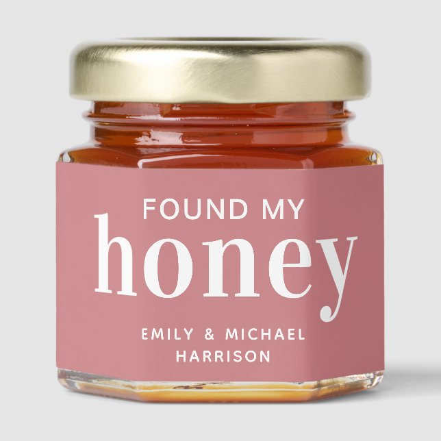 Found My Honey Modern Dusty Pink Wedding Honey Jar Favors (Front)