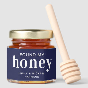 Found My Honey Modern Navy Blue Wedding Honey Jar Favors