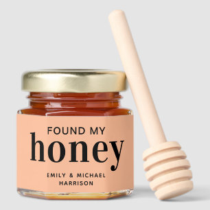 Found My Honey Modern Peach Fuzz Wedding Honey Jar Favors
