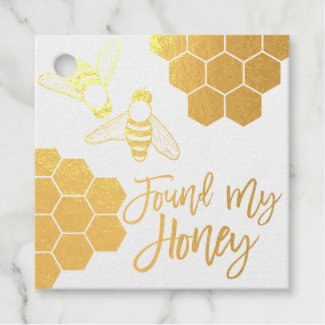 Found My Honey Quote Gold Foil Honeycomb Foil Favor Tags