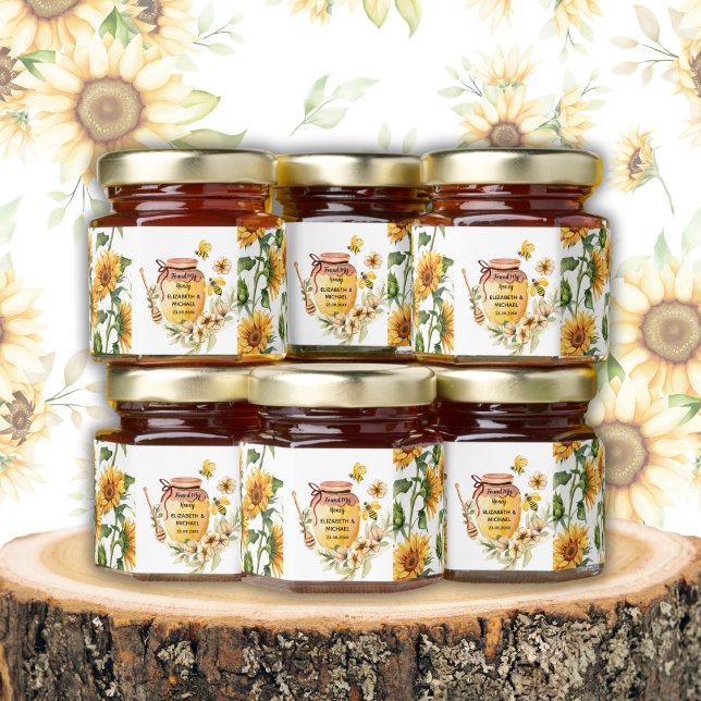 Found My Honey Wedding Personalized Sunflower Jar Favors (Found My Honey Wedding Personalized Sunflower Honey Jar Favors)
