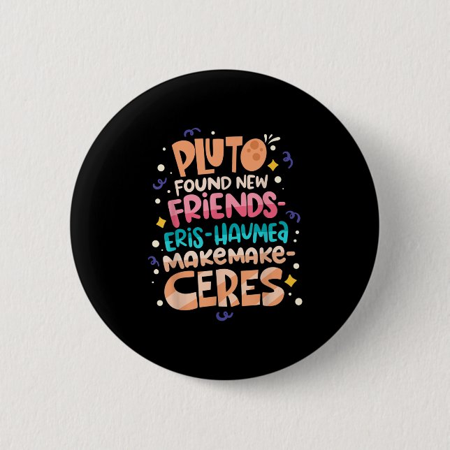 Found New Friends Funny Science Quotes Planets  Button (Front)