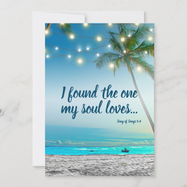 Found One Soul Loves Tropical Beach Save The Date Announcement (Front)