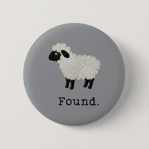 Found Sheep Psalm 23 Christian Faith Lamb Button