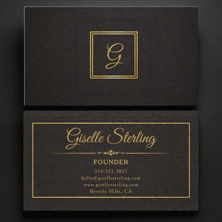 Founder Monogrammed Gold Black Professional Business Card