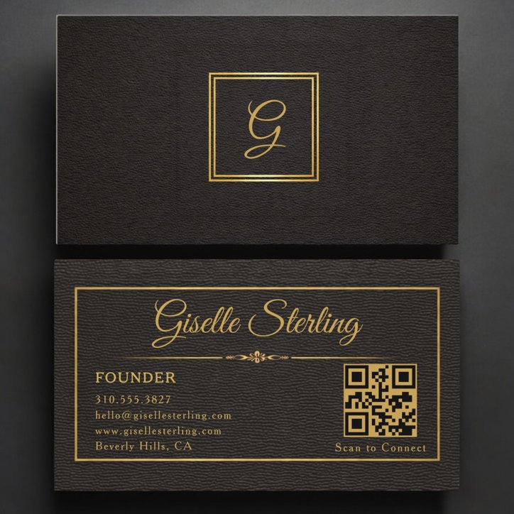 Founder Monogrammed QR Code Business Card