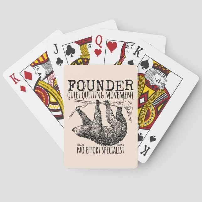 Founder Quiet Quitting Movement Cute Sloth Poker Cards (Back)
