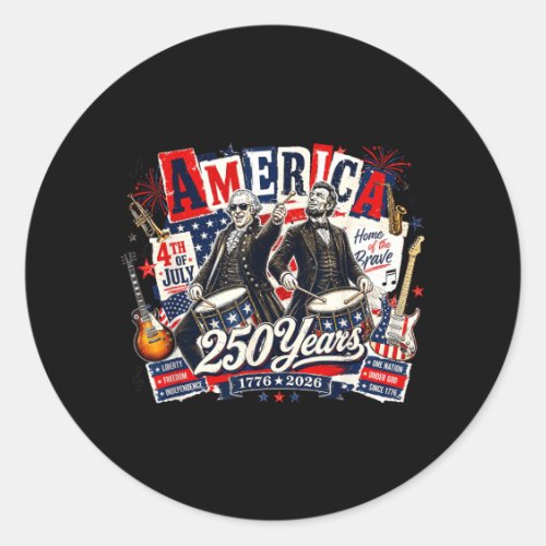 Founding Father Abe Lincoln Playing Guitar 250th Classic Round Sticker