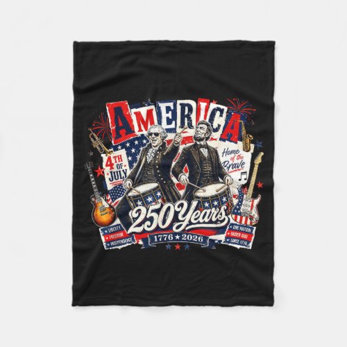 Founding Father Abe Lincoln Playing Guitar 250th Fleece Blanket