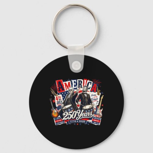 Founding Father Abe Lincoln Playing Guitar 250th Keychain