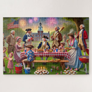 Founding Fathers 4th of July BBQ Patriotic History Jigsaw Puzzle