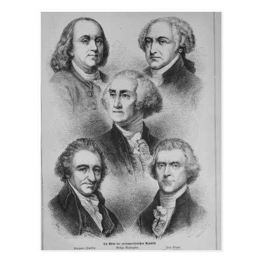 Founding Fathers black and white Portraits Postcard | Zazzle