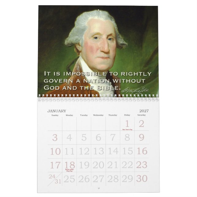 Founding Fathers & Limited Government Quotes Calendar (Jan 2027)