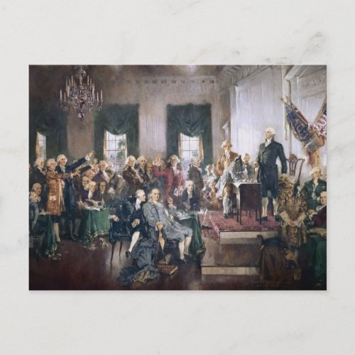 Founding Fathers Signing the US Constitution Postcard
