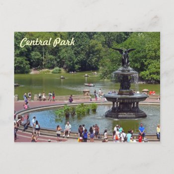 Fountain And Lake In Central Park  New York City Postcard by judgeart at Zazzle