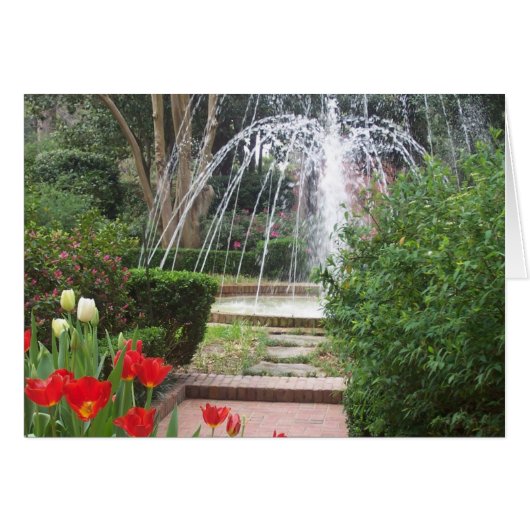 fountain and tulips card (Front Horizontal)