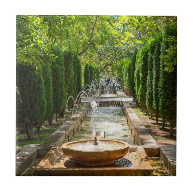 Fountain in Almudaina Gardens - Palma de Mallorca Ceramic Tile (Front)