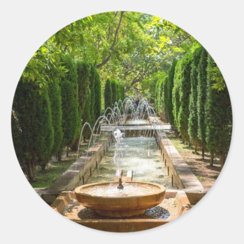 Fountain in Almudaina Gardens _ Palma de Mallorca Classic Round Sticker
