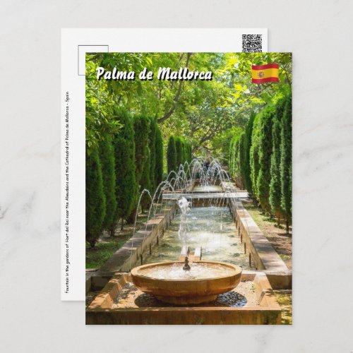 Fountain in Almudaina Gardens _ Palma de Mallorca Postcard