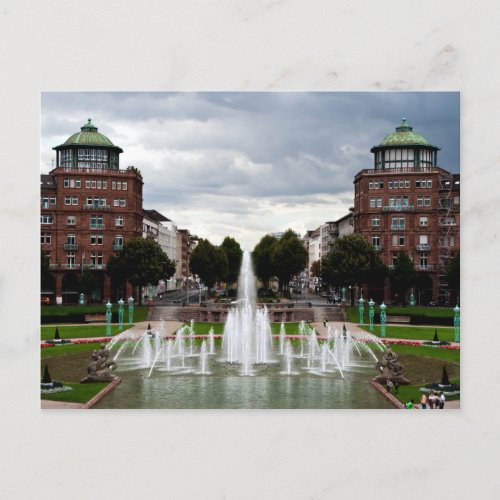 Fountain in Friedrichsplatz Mannheim Germany Postcard