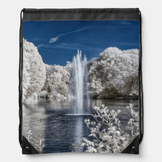 Fountain in Infrared Drawstring Bag