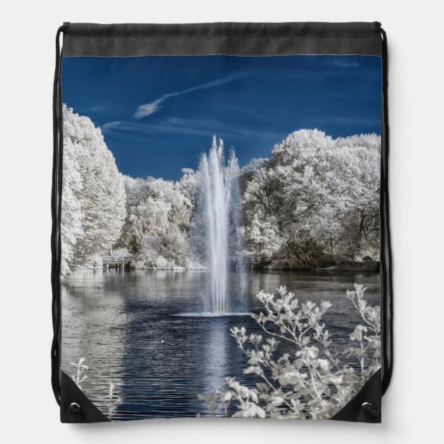Fountain in Infrared Drawstring Bag (Front)