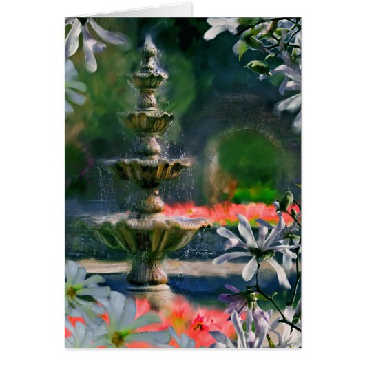 fountain in the flowers cards (Front)