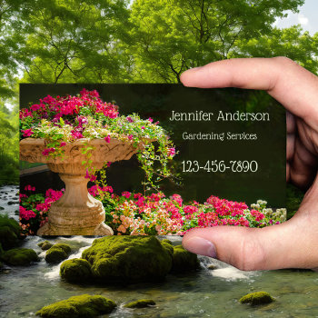 Fountain Of Flowers Gardening Business Card by sunnysites at Zazzle