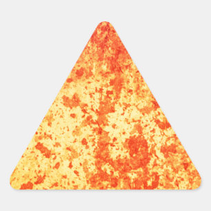 Fountain of hot lava erupts from crater volcano triangle sticker