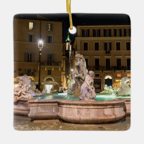 Fountain of Neptune in the Piazza Navona _ Rome Ceramic Ornament