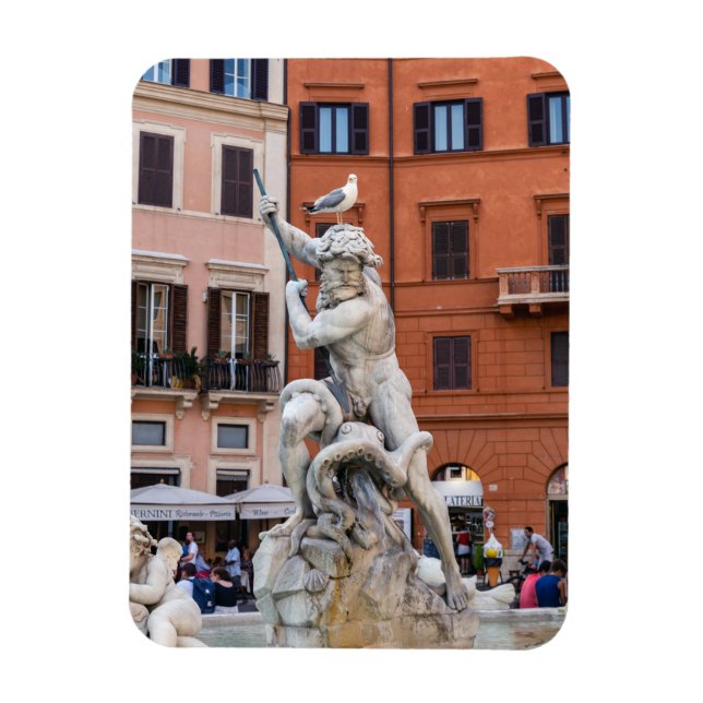Fountain of Neptune in the Piazza Navona - Rome Magnet (Vertical)