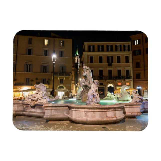 Fountain of Neptune in the Piazza Navona - Rome Magnet (Horizontal)