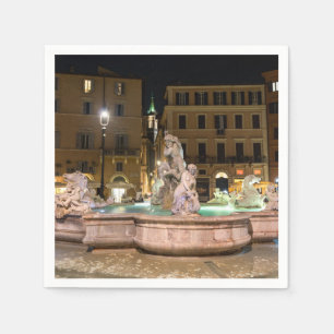 Fountain of Neptune in the Piazza Navona - Rome Napkins