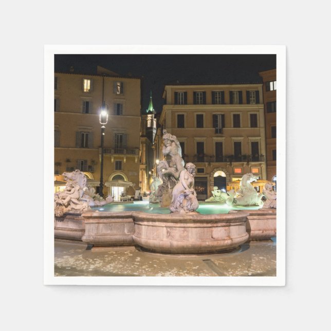 Fountain of Neptune in the Piazza Navona - Rome Napkins (Front)