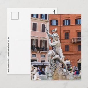 Fountain of Neptune in the Piazza Navona - Rome Postcard