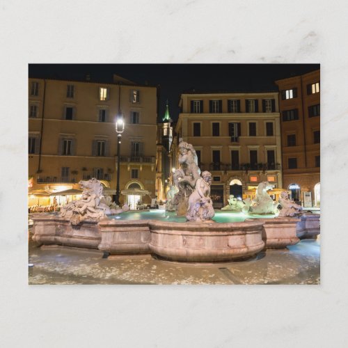 Fountain of Neptune in the Piazza Navona _ Rome Postcard