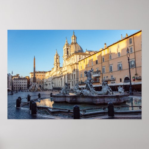 Fountain of Neptune in the Piazza Navona _ Rome Poster