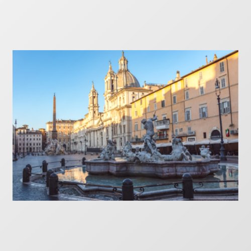 Fountain of Neptune in the Piazza Navona _ Rome Window Cling