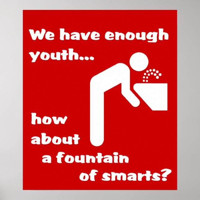 Fountain of Smarts Funny Poster Humor (Front)