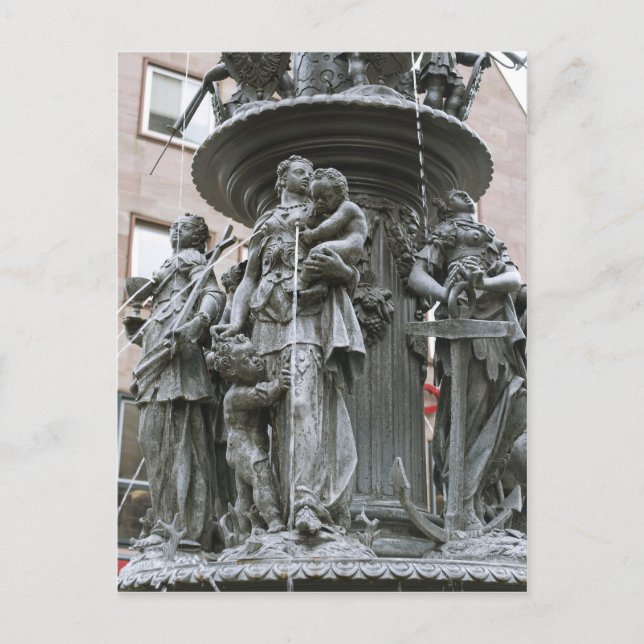 Fountain of the Virtues in Nuremberg Postcard (Front)