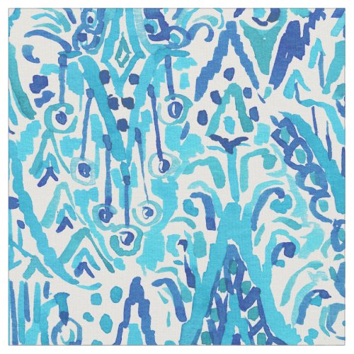 FOUNTAIN OF TRUTH Boho Chic Ikat Watercolor Fabric