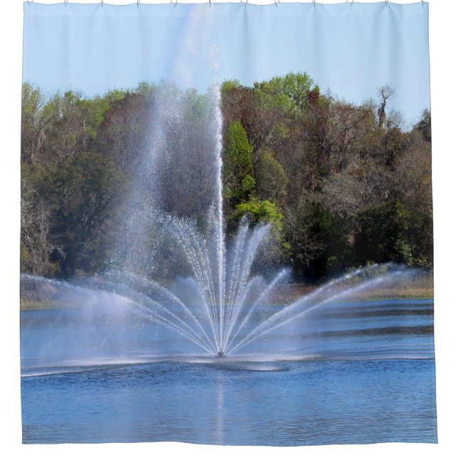 Fountain On A Pond Shower Curtain (Front)