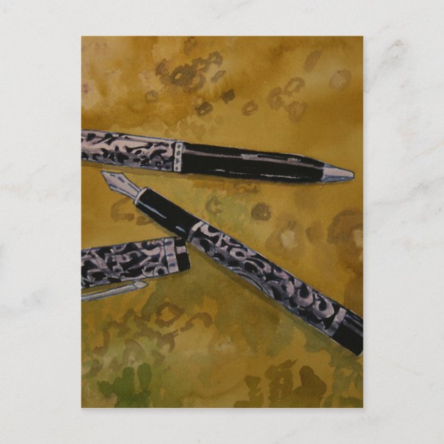 fountain pen antique art postcard (Front)
