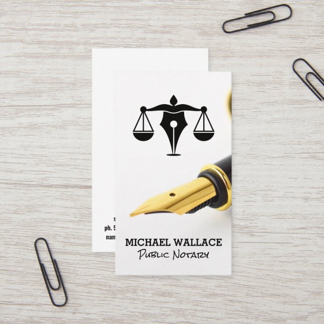 Fountain Pen | Legal Law Logo Business Card (Front/Back In Situ)