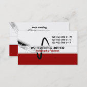 Fountain pen modern author red business card (Front/Back)