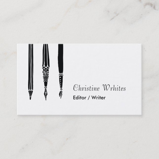Fountain Pen Quill Writer Author Flourish Business Card (Front)