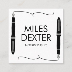 Fountain Pen Signature Logo Notary Public Legal  Square Business Card